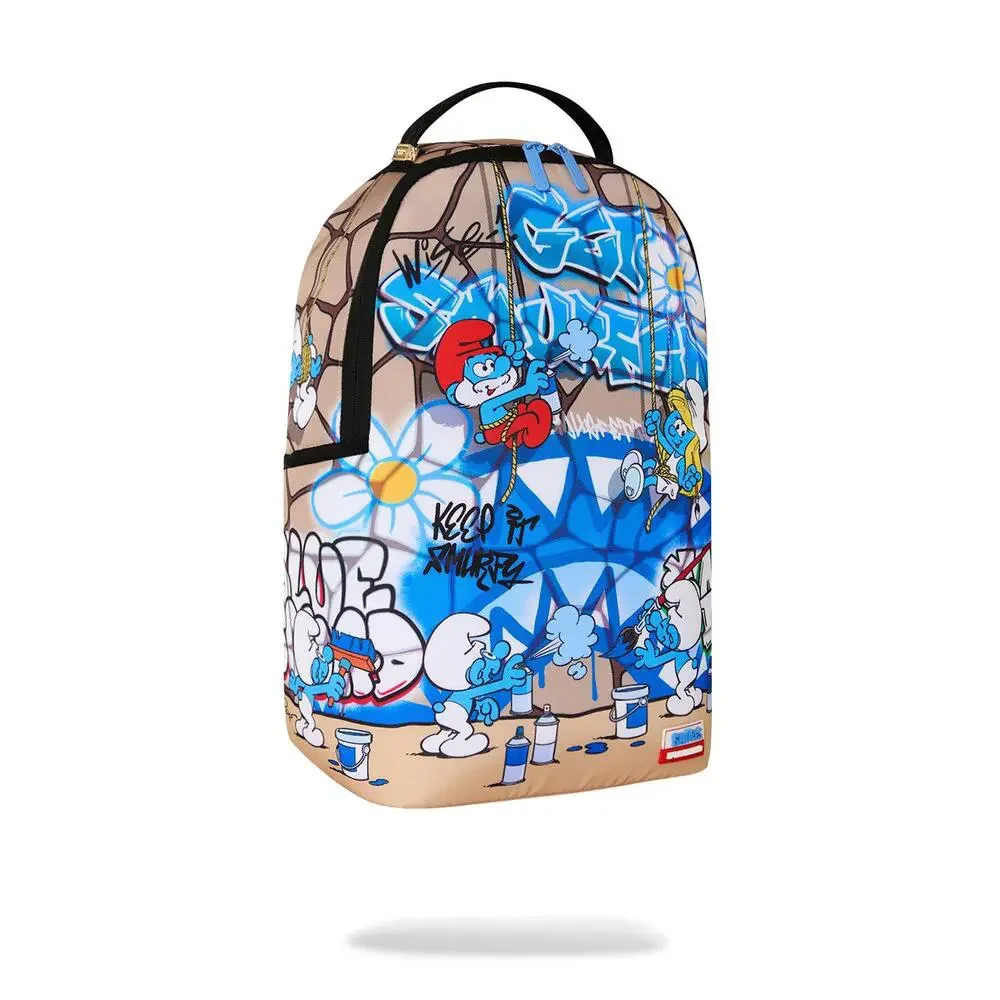 Sprayground Smurfs Big Mural Backpack Unisex Blue Graphic Shoulder Strap SPR379